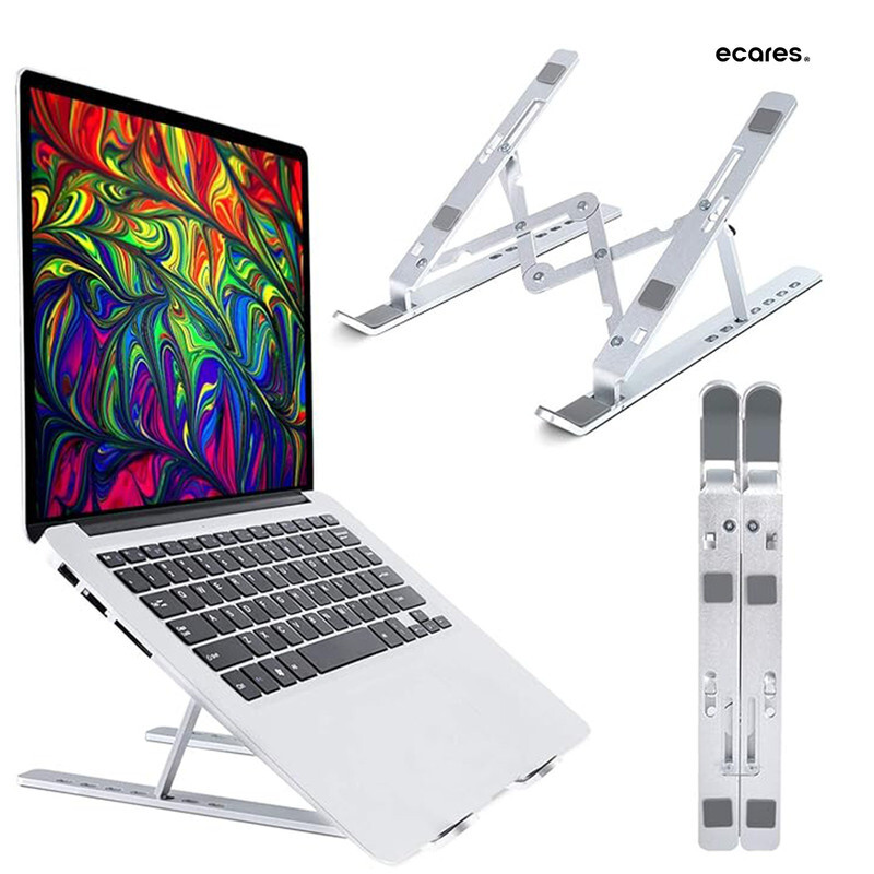 ECARES Laptop Stand, Portable Aluminum Laptop Holder, Riser for Desk, Adjustable, Foldable Ventilated Cooling, Compatible with 10-16 inch such as Apple MacBook, Samsung, HP, Lenovo ThinkPad, Dell