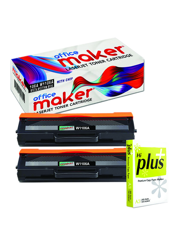 Office Maker 106A Black Toner Cartridge, 2 Pieces