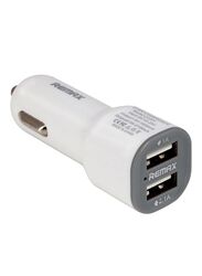 REMAX Dual Port USB Car Charger For Mobile Phone, White