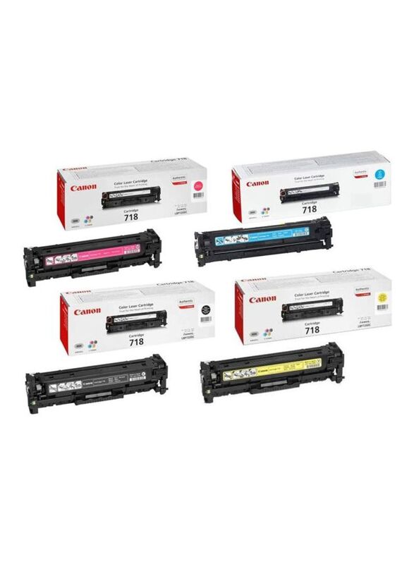 Canon 718 Pink/Black/Blue Laser Ink Toner Set, 4 Pieces