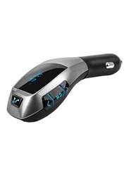 X5 Wireless FM Transmitter Bluetooth Car Kit Mp3 Player Hands Free Call Car Charger, Silver