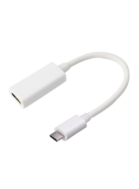 10 cm Ultra HDMI Adapter, USB Type-C Male to HDMI Female for Laptops, White