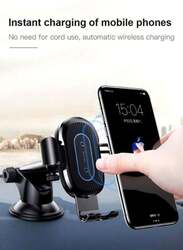 Sharpdo 10W Qi Quick Wireless Charging Charger Car Mount Mobile Phone Holder, Black