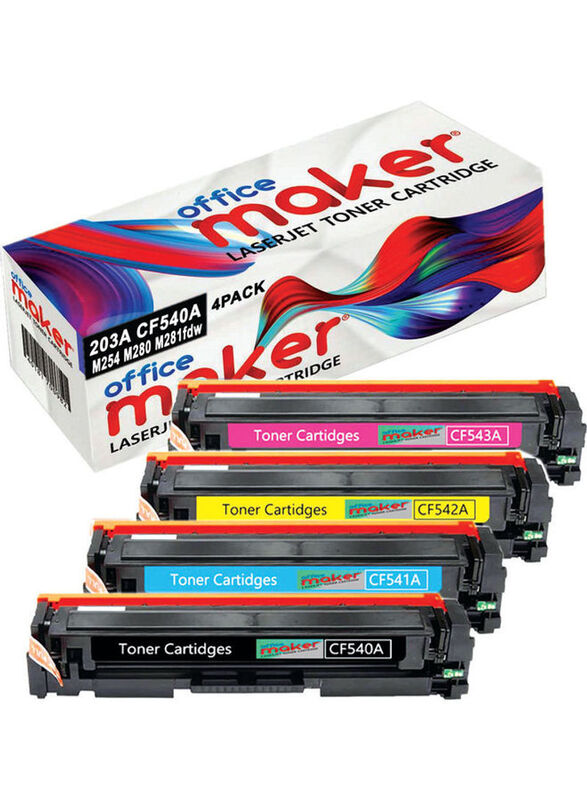 Office Maker 203A CF540A Multicolour LaserJet Toner Cartridge, 4 Pieces