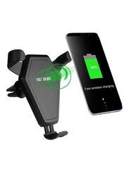 Fast Wireless Car Charger With Universal Suction Cup Air Vent Mount Charging For QI-Enable Devices, Black