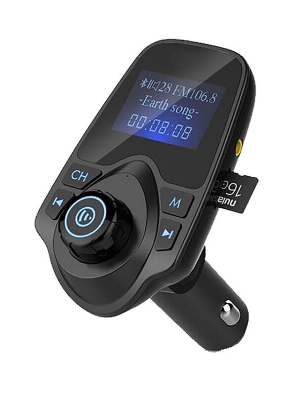5-Meter Wireless Bluetooth FM Transmitter Car Charger, Black