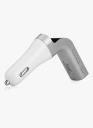 CARG7 Wireless Bluetooth Hands-Free USB Port Car Charger, Grey/White