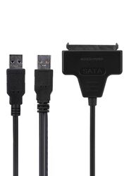 1-Meter USB 2.0 To 7+15Pin With USB Power Port SATA HDD Adapter Easy Drive Cable, Black