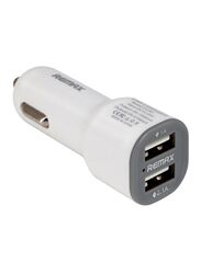 REMAX 2 Port USB Car Charger, White