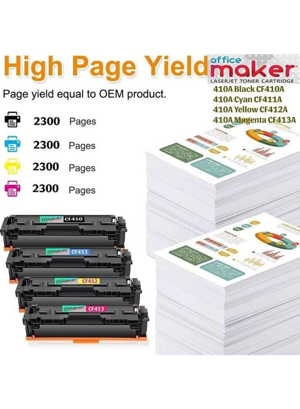Office Maker 410A Multicolour Laser Jet Toner Cartridge Set, 4 Pieces