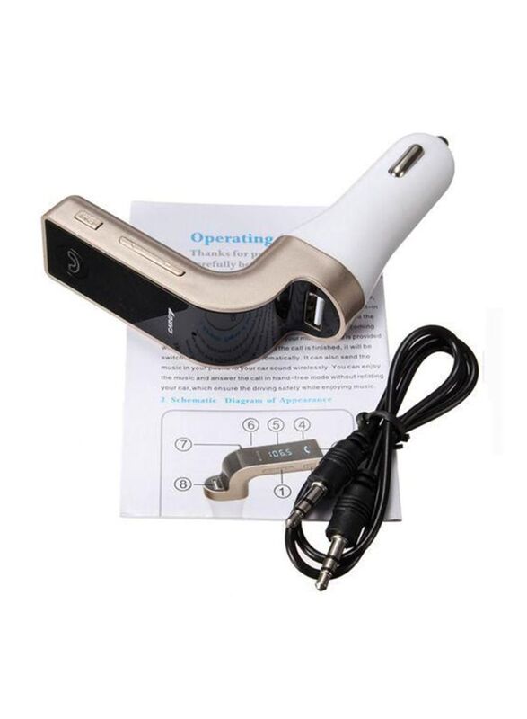 CARG7 4-In-1 USB Car Charger With Inbuilt Media Player, Gold/Black