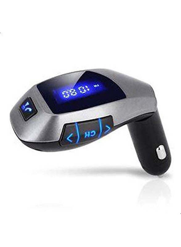 X5 Wireless FM Transmitter Bluetooth Car Kit Mp3 Player Hands Free Call Car Charger, Silver