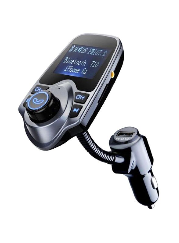 Wireless Car FM Transmitter with LCD Screen, MP3 Player Support, Black/Grey