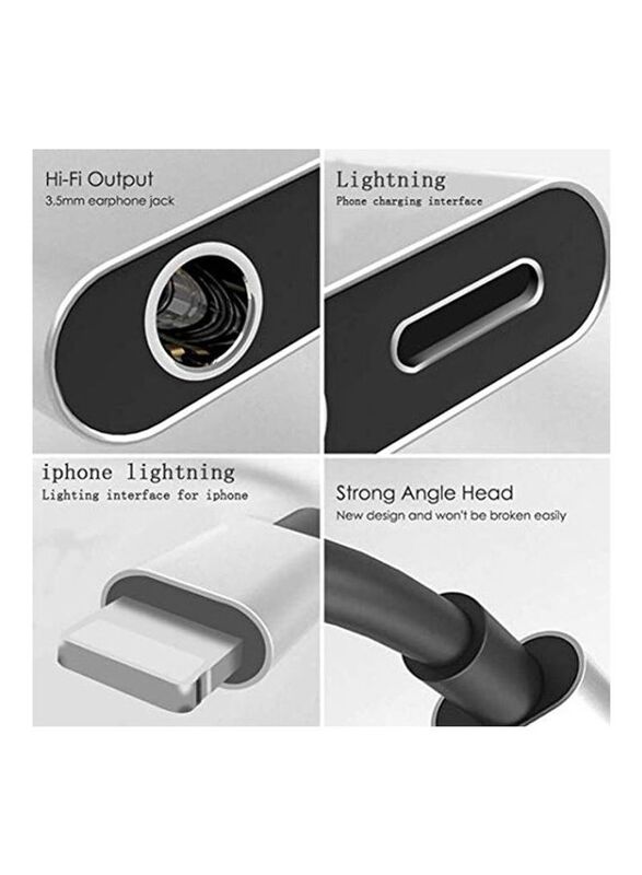 JinGmi 3.5 mm Jack Audio Adapter, Lightning to 3.5 mm Jack for Apple Devices, Silver