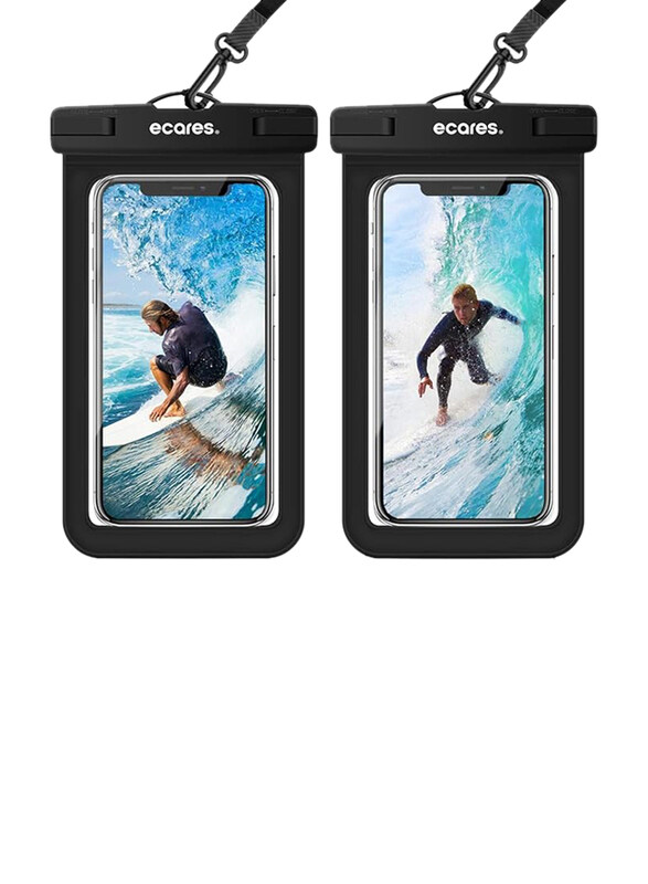 

Ecares Mobile Waterproof Pouch Upto 7 Inch Mobile, 2 Pieces, Black/Clear