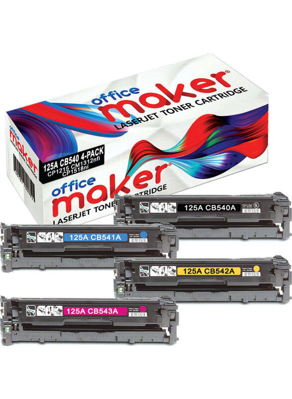 Office Maker CB540A/CB541A/CB542A/CB543A Multicolour LaserJet Toner Cartridge, 4 Pieces