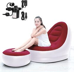 BBstore Inflatable Lazy Sofa with Household, Red/White