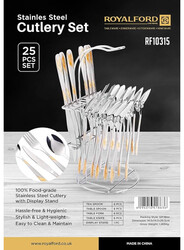 Royalford - 25Pcs Stainless Steel Cutlery Set With Display Stand