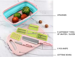 GStorm 9-in-1 Multi Functional Cutting Board With Drain Basket, Multicolour