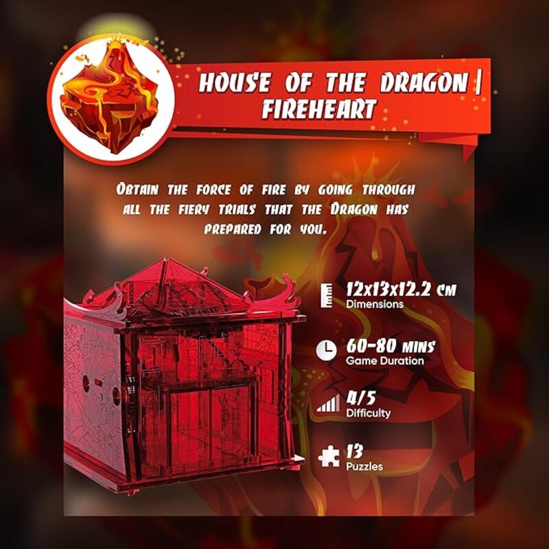 ESC WELT House of Dragon Puzzle Box - 3D Escape Game Money Box - Brain Teaser Puzzle for Adults & Teens - Plexiglas Escape Room Game - Mind Puzzle Game with Hidden Compartment - Family Games Puzzle