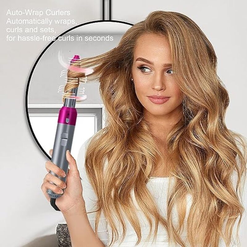 GStorm 5 in 1 Hair Curlers Rollers, Hair Curling Wand Detachable Styler, Negative Ion Straightener Hair Curler for Straightening Curling Drying Combing Scalp Massage Styling