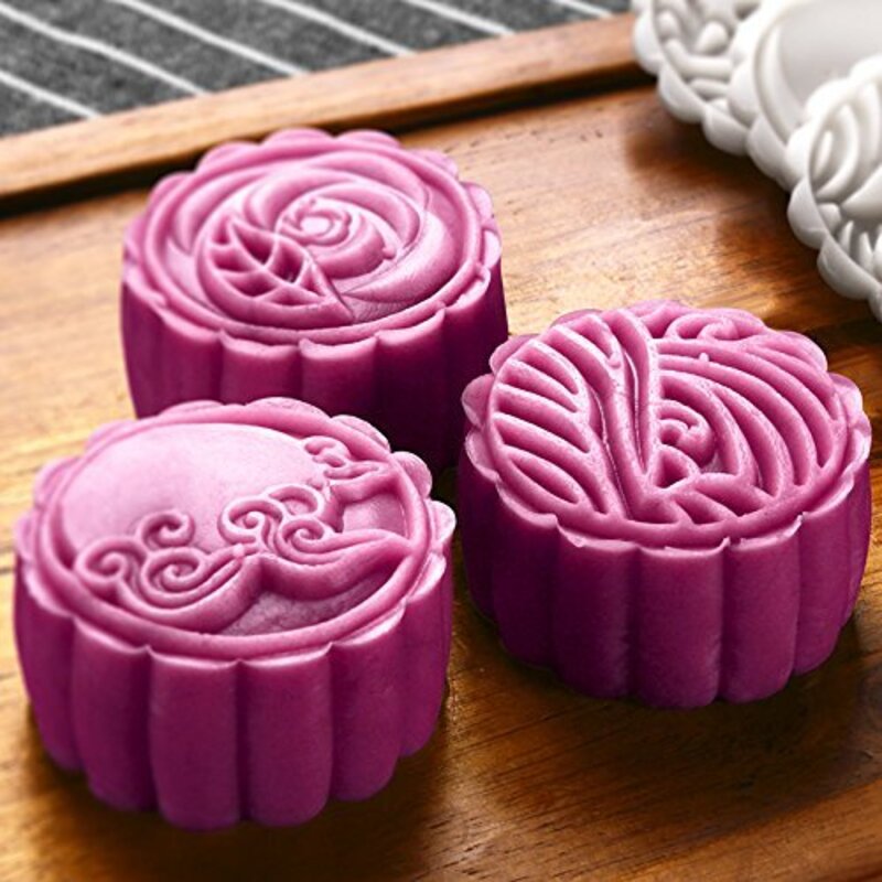 Dltsli Cookie Press Cake Stamp Moon Cake Mould with 6 Stamps, Multicolour