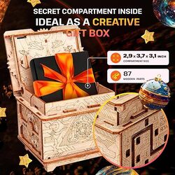ESC WELT Orbital Mystery Wooden Puzzle Box - Holiday Ramadan Decorative Small Birthday Gift Box - Surprise Party Favor Box for Sweets, Treats, Candy - Love Wedding Souvenirs for Guests