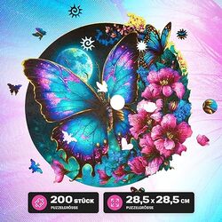 ESC WELT Wooden Butterfly Puzzle 200 Pieces - Captivating Mind Entertainment for Teens and Adults - Fun and Environmentally Friendly Toy - Wooden Puzzle