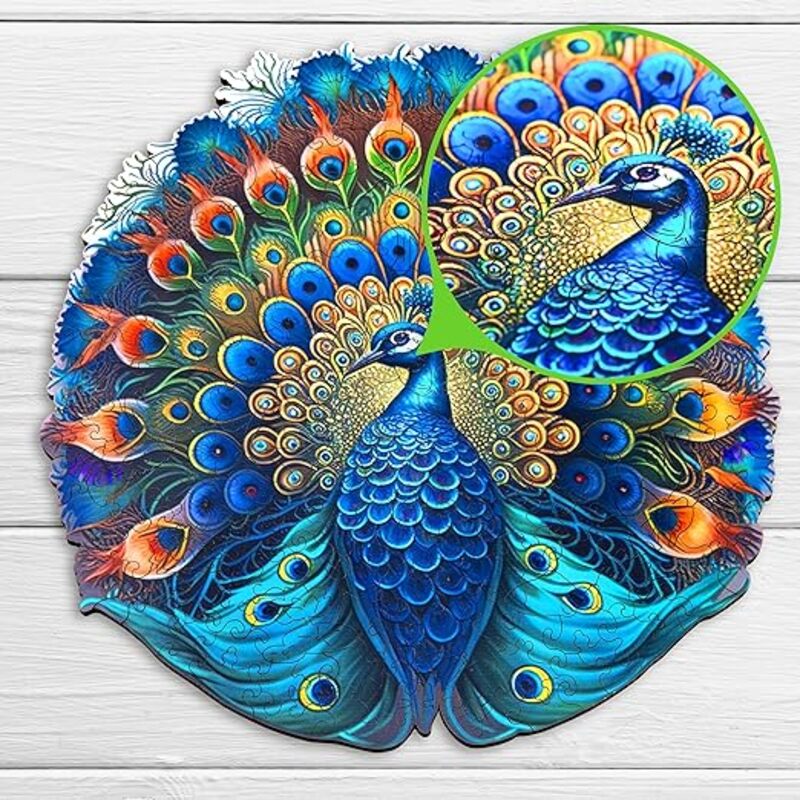 ESC WELT Peacock Wooden Puzzles 500 Pieces Captivating Mind Game for Teens and Adults Educational Toy Fun Eco Friendly Challenge Game Wooden Puzzle