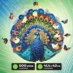 ESC WELT Peacock Wooden Puzzles 500 Pieces Captivating Mind Game for Teens and Adults Educational Toy Fun Eco Friendly Challenge Game Wooden Puzzle