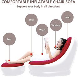 BBstore Inflatable Lazy Sofa with Household, Red/White