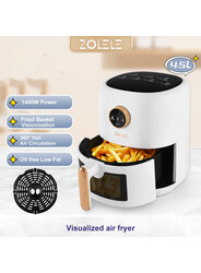 Zolele ZA004 Electric Air Fryer 4.5L Capacity Non-Stick Coating Fried Basket Knob Control Temperature Pull Pan Automatic Power OFF - BLACK