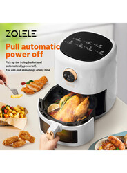 Zolele ZA004 Electric Air Fryer 4.5L Capacity Non-Stick Coating Fried Basket Knob Control Temperature Pull Pan Automatic Power OFF - WHITE
