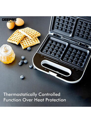 Geepas - Waffle Maker, Electric Waffle Maker 2 Slices, Non-Stick Waffle Maker With Adjustable Temperature Control