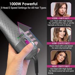 GStorm - 3 in 1 Hair Dryer Brush Straightener Brush Professional 1000W Powerful Ceramic Tourmaline Ionic Hot Air Brush One Step Hair Dryer and Styler for All Hair Types, Rose, 33 * 7 * 5 cm