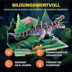 ESC WELT Tyrannosaurus Dinosaur 3D Puzzle - Wooden Animal Puzzle DIY - 3D Puzzle for Kids - Wooden Craft Kit for Kids - Wooden Puzzle - Toys Gifts for Christmas