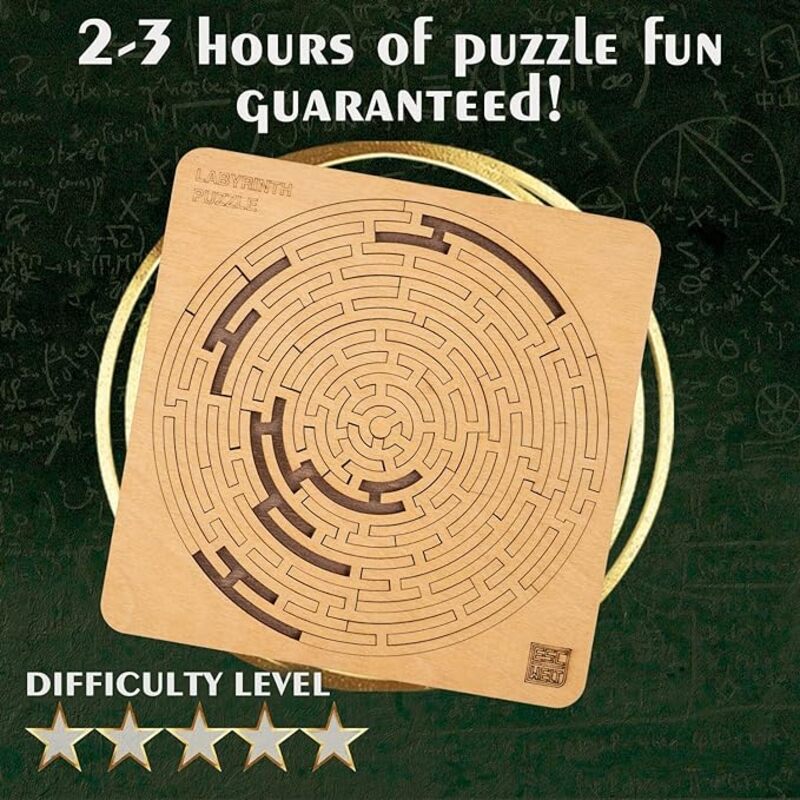 ESC WELT Labyrinth Puzzle - 40 pcs Wooden Laser Cut Logical Game. Birthday Gift and Fun Present for Friends and Family. Geometric Educational Jigsaw Puzzle from Birch Wood