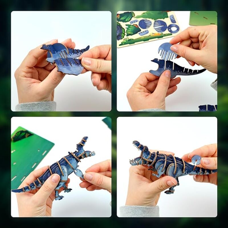 ESC WELT Tyrannosaurus Dinosaur 3D Puzzle - Wooden Animal Puzzle DIY - 3D Puzzle for Kids - Wooden Craft Kit for Kids - Wooden Puzzle - Toys Gifts for Christmas