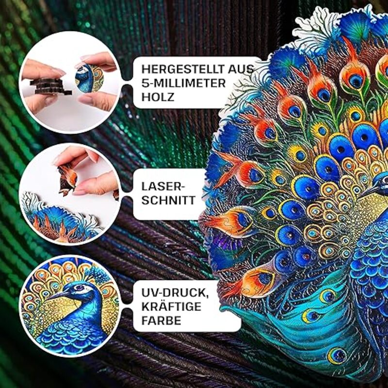 ESC WELT Peacock Wooden Puzzles 500 Pieces Captivating Mind Game for Teens and Adults Educational Toy Fun Eco Friendly Challenge Game Wooden Puzzle