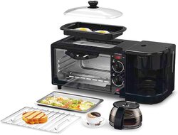 GStorm 3 in 1 Breakfast Maker Machine with Mini Toaster Electric Oven, Black