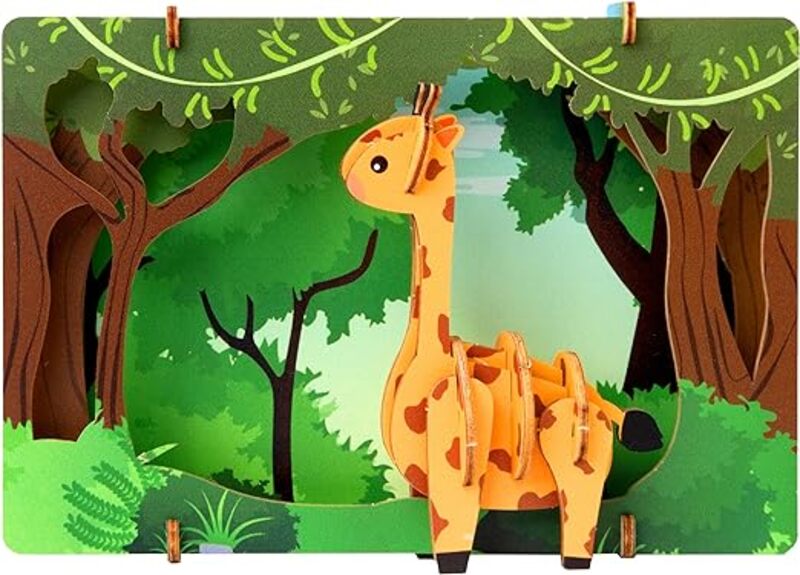 ESC WELT Giraffe - Giraffe 3D Puzzle - DIY Wooden Animal Puzzle - 3D Puzzle for Children - Children's Wooden Craft Set - Brain Teaser Wooden Puzzle