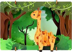 ESC WELT Giraffe - Giraffe 3D Puzzle - DIY Wooden Animal Puzzle - 3D Puzzle for Children - Children's Wooden Craft Set - Brain Teaser Wooden Puzzle