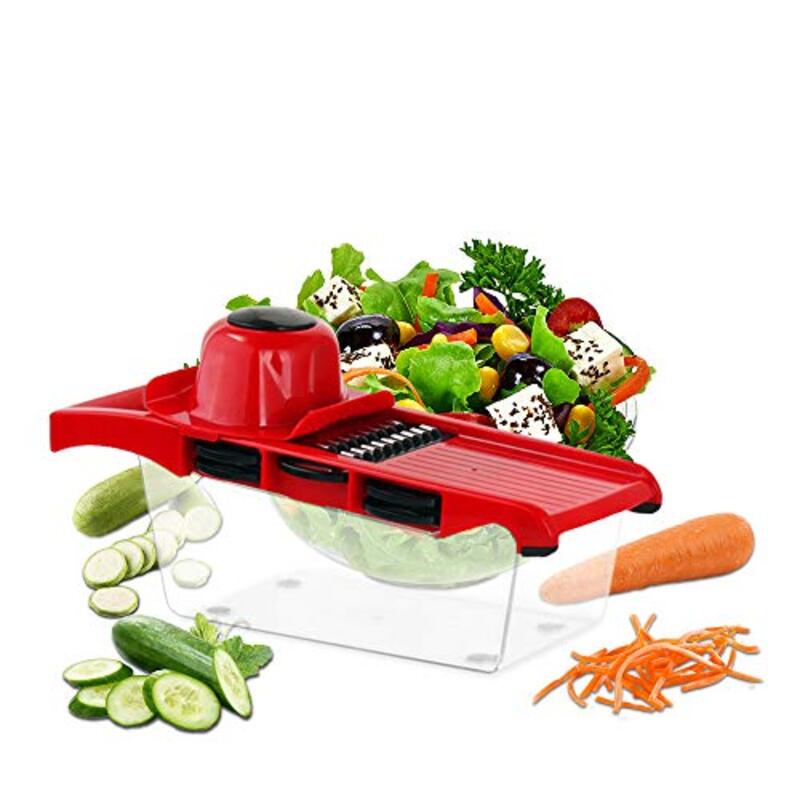 Anstar 6 in 1 Vegetable Chopper Mandoline Slicer, Red/Black