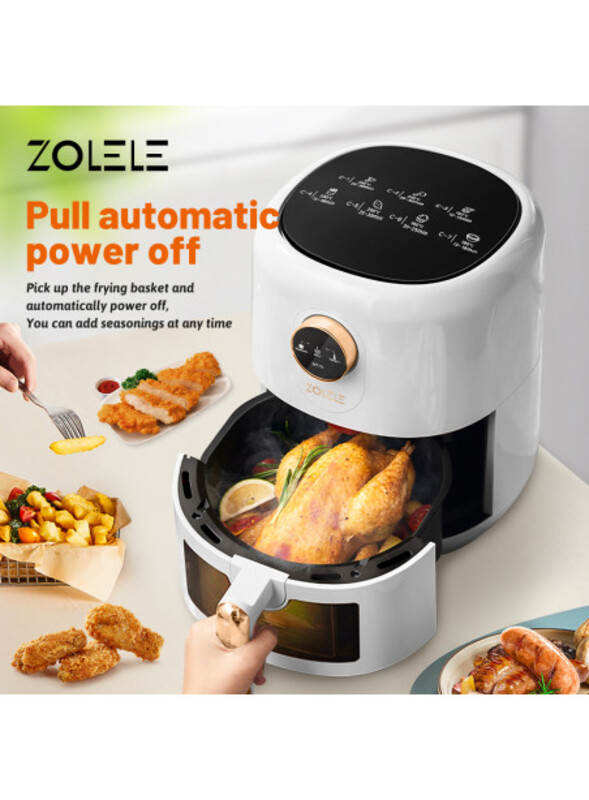 Zolele ZA004 Electric Air Fryer 4.5L Capacity Non-Stick Coating Fried Basket Knob Control Temperature Pull Pan Automatic Power OFF - BLACK
