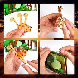 ESC WELT Giraffe - Giraffe 3D Puzzle - DIY Wooden Animal Puzzle - 3D Puzzle for Children - Children's Wooden Craft Set - Brain Teaser Wooden Puzzle