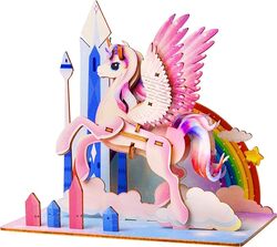 ESC WELT Unicorn - Unicorn 3D Puzzle - DIY Wooden Animal Puzzle - 3D Puzzle for Children - Children's Wooden Craft Set - Brain Teaser Wooden Puzzle