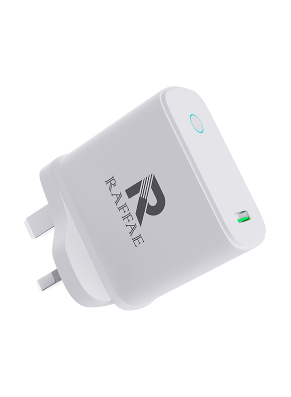 Raffae 25W USB Fast Charging Travel Adapter for Apple iPhone/Samsung/Huawei/OnePlus, White