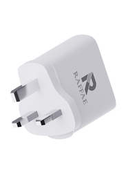 Raffae 25W USB Fast Charging Travel Adapter for Apple iPhone/Samsung/Huawei/OnePlus, White