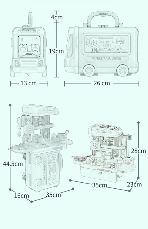 3 in 1 Multifunction 29 Pcs Doctor Set Playset in Bus Theme For Doctor Role Play Set, Doctor Kit For Toddlers And Kids