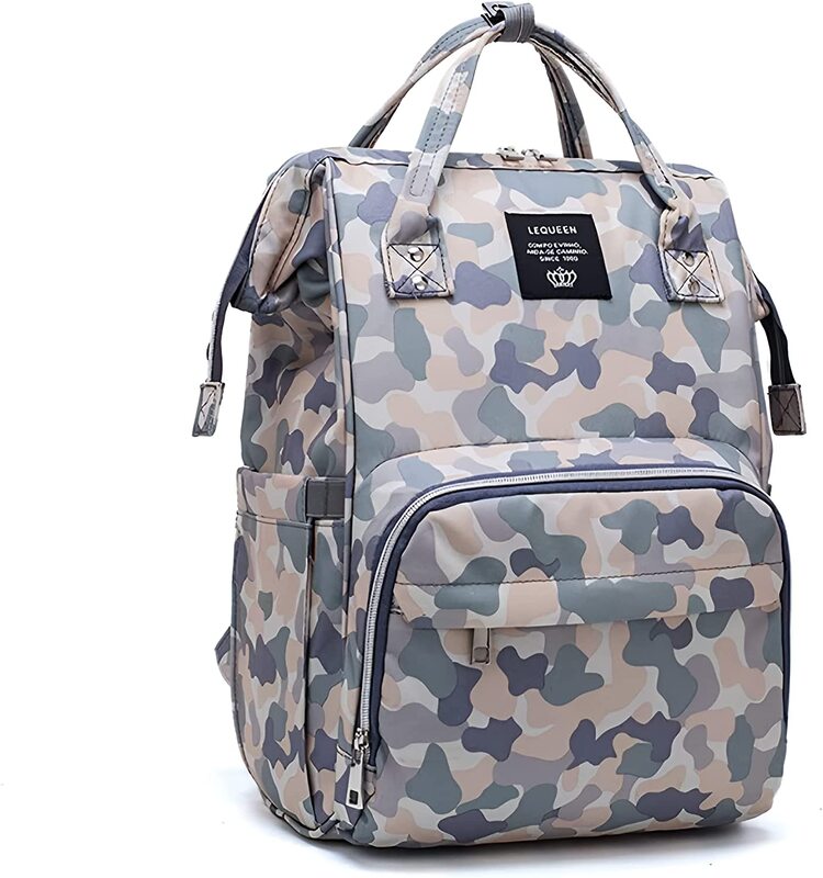 Camo Diaper Tote & Portable Crossbody Backpack For Kids Unisex with Extra Compartment, Multicolour